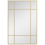 HOMCOM Espejo Rectangular de Pared Espejo de Ventana 90x60 cm con Marco de Metal Espejo Decorativo para Salón Dormitorio Dorado