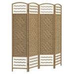 HOMCOM 4 Panel Folding Room Divider, Privacy Screen, Paravent Partition Separator for Living Room, Bedroom, Natural