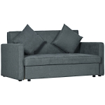 HOMCOM 2 Seater Sofa Bed with Hidden Storage, Pull Out Convertible Bed Settee, Modern Snow Flannel Loveseat Sofa Sleeper with 2 Cushions for Living Room, Guest Room, Dark Grey