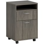 HOMCOM Filing Cabinet, Mobile File Cabinet with 2 Drawers, Office Home Organiser on Wheels for A4, Letter-Size File Folders, Mobile Printer with Open Shelf, Grey