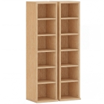 HOMCOM Lot de 2 étagères colonnes armoire de rangement CD-DVD 12 compartiments 21 x 22,5 x 88,5 cm capacité 204 CD bois naturel
