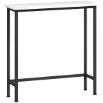 HOMCOM Tavolo Consolle da Ingresso con Piano Effetto Marmo, in Legno e Acciaio, 75x24x76 cm, Bianco e Nero
