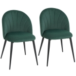 HOMCOM Set 2 Sedie da Pranzo Imbottite con Schienale a Conchiglia in Velluto, 52x55x79 cm, Verde Scuro