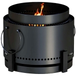 Outsunny Smokeless Fire Pit with Ash Catcher, 37cm Portable Wood Burning Firepit with Poker for Garden Camping Bonfire Party, Metal, Black