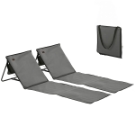 Outsunny Conjunto de 2 Esterillas de Playa Plegable con Respaldo Reclinable y Correa de Transporte 142x51x40 cm Gris