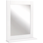 kleankin Espelho de Casa de Banho 50x11,x5x60cm Espelho de Parede Moderno com Prateleira de e Estrutura de Madeira Branco