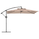 Outsunny Parasol déporté carré 3 x 3 m avec manivelle, base croisée, parasol inclinable et rotation à 360°, toile 180 g/m² kaki