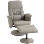HOMCOM Cadeira Relax Reclinável com Otomana Encosto Alto Giratória 360° Apoios de Braços Bege Cinzento