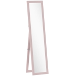 HOMCOM Espelho de Pé 37x155 cm Espelho de Corpo Inteiro Espelho de Parede Retangular com Estrutura de Madeira Rosa Claro
