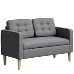 HOMCOM 2 Seater Storage Sofa, Fabric Couch with Hidden Under Seat Storage, Thick Cushions, Compact Space Saving Settee with Rubberwood Legs for Living Room, Apartment, Grey