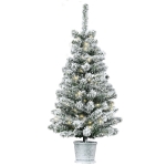 HOMCOM Mini-Weihnachtsbaum Ø40x90 cm, Kunstschnee, 60 LEDs, feuerfest, Kunststoff, Grün/Weiß