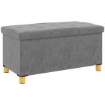 HOMCOM Banco de Armazenamento Dobrável Capacidade de 67 L  Estofado em Veludo Carga 120 kg 76x38x38 cm Cinza
