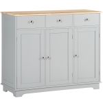 HOMCOM Aparador de Cozinha com 3 Gavetas 3 Portas e Prateleiras Ajustáveis Móvel Auxiliar de Armazenamento 101x40x85 cm Cinzento