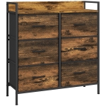 HOMCOM Commode, meuble de rangement pour chambre 6 tiroirs tissu non tissé cadre en acier, 79 x 29 x 85 cm, effet bois d'acajou