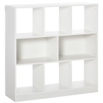HOMCOM Dulap bibliotecă pentru depozitare cu 3 niveluri și 8 rafturi, din MDF, 97.5x30x100 cm, alb