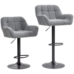 HOMCOM Barkrukken Set van 2 in Retro-Design, verstelbaar, Fleece-look, Grijs + Zwart