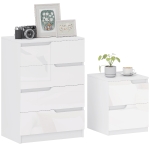 HOMCOM Chest of Drawers and Bedside Table, Modern, High Gloss