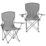 Outsunny Set di 2 Sedie da Campeggio con Schienale Alto in Metallo e Tessuto Oxford, Grigio