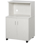 HOMCOM Küchenschrank, Büroschrank, für Mikrowelle, Drucker, mit Rädern, Einlegeböden, weiß, 60,4 x 40,3 x 97cm