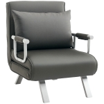 HOMCOM 4-in-1 Faux Suede Chair Bed - Grey