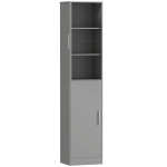 HOMCOM Meuble de salle de bain colonne avec 2 portes et 4 étagères réglables, 40 x 35 x 180 cm, gris