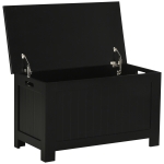 HOMCOM Baú de Armazenamento de Madeira Baú de Arrumação com Dobradiça de Segurança Carga Máxima 20 kg 81x40x46 cm Preto