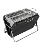 Outsunny Charcoal BBQ Grill Portable Stainless Steel Barbecue with Tilting Grate for Camping Picnic Garden Black