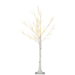 HOMCOM Albero di Natale Bianco Piccolo in PP e Metallo con 72 Luci LED per Interni ed Esterni, 17x17x120 cm