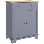 HOMCOM Side Storage Multi-use Sideboard Table Kitchen Floor Cabinet with Solid Wood Top, Adjustable Shelf, Drawer, Grey