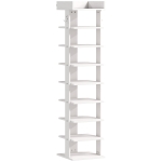 HOMCOM Suport pentru Pantofi cu 9 Rafturi și 2 Cârlige, 30x30x128,4 cm, Alb