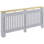 HOMCOM Slatted Radiator Cover, Painted Cabinet with Line Grill Design, 172L × 19W × 81H cm, Grey
