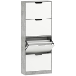 HOMCOM Dulap pentru Pantofi, Economisitor de Spațiu, Modern, cu 4 Uși, pentru 16 Perechi de Pantofi, 62.5x26x156 cm, Gri Ciment