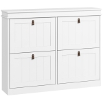 HOMCOM Móvel Sapateira Branco Sapateira Estreita com 4 Portas e Prateleira Ajustável para 20 Pares de Sapatos 105x24x82,5 cm Branco