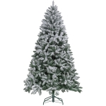 HOMCOM Árvore de Natal Artificial Nevado 210cm com 1021 Ramos e Suporte de Metal Árvore Natalina Nevado para Interior Verde