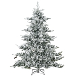 HOMCOM Weihnachtsbaum, Kunsttanne, 1,80m groß, üppige Form, realistisches Aussehen, schneebedeckte Zweige, Tannenzapfen