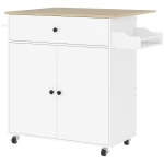 HOMCOM Küchenwagen mit Schublade, Schrankfach, Handtuchstange, 106 x 42 x 87 cm, Weiß/Eiche