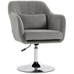 HOMCOM Retro Velvet Swivel Tub Chair with Steel Frame, Cushion Seat, Grey