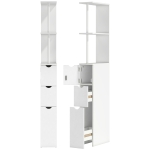 HOMCOM Meuble colonne salle de bain armoire de salle de bain avec tiroirs étagères ouvertes placard 15 x 33 x 136,8 cm blanc