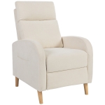 HOMCOM Poltrona Relax Reclinável Manual Estofada em Linho Sintético com Apoio para os Pés e Bolso Lateral 68x90x106 cm Creme