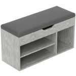 HOMCOM Dulap pentru pantofi economisitor de spațiu, tapițat, cu 3 rafturi deschise și spațiu ascuns, din lemn, 80x30x45 cm, negru și gri