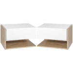 HOMCOM Lot de 2 Tables de Chevet murales - Lot de 2 Tables de Nuit - tiroir Coulissant, étagère, Bicolore Aspect chêne Blanc