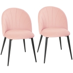 HOMCOM Set 2 Sedie da Pranzo Imbottite con Schienale a Conchiglia in Velluto, 52x55x79 cm, Rosa