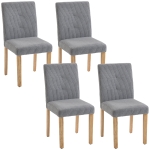 HOMCOM Conjunto de 4 Cadeiras de Jantar Modernas Encosto Alto Estofadas em Tecido Canelado Tipo Veludo  44x56x90 cm Cinzento
