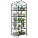 Outsunny Mini Serra da Giardino e Terrazza per Piante a 5 Ripiani in Acciaio con Copertura in PVC, 69x49x193 cm, Verde