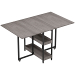 HOMCOM Masă Pliabilă cu 2 Extensii pentru 4 Persoane cu 2 Rafturi Deschise, din Lemn și Metal, 133.4x80x75 cm, Gri