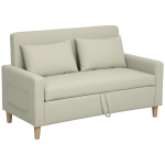 HOMCOM Sofá de 2 Plazas Tapizado en Lino Sintético con Espacio de Almacenaje 2 Almohadas y Patas de Madera 135x71x84 cm Beige