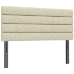 HOMCOM Tête de Lit Capitonnée, Hauteur Ajustable en 3 Niveaux avec Pieds en Métal pour Chambre, 140 x 10 x 106/116/126 cm Beige