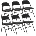 HOMCOM 6er-Set Klappstühle, Tragbare Bürostühle, Metallbeine, Faltstuhl für Büro, Empfang, Wartezimmer, Leinenoptik, Schwarz