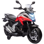 AIYAPLAY Motocicletă electrică pentru copii 3-6 ani cu licență Honda, faruri, muzică și roți ajutătoare, 107x46x75 cm, roșie
