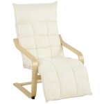HOMCOM Modern Accent Chair, Leisure Lounge Chair Armchair with Footrest, Plush Cushion, Curved Legs and Arms, Cream White